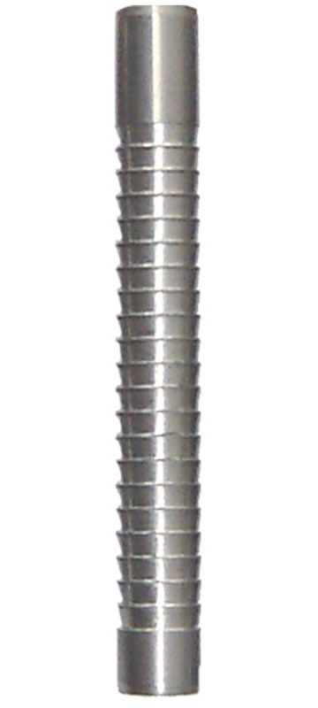 Das Bild zeigt einen silbernen Dartbarrel mit gleichmäßigen Rillen. Es handelt sich um das Produkt „McDart Shark Star 1“ mit 85 % Tungsten.